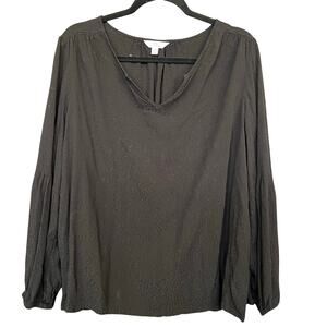 Time and Tru Swiss Dot Long Sleeve V-Neck Blouse XL